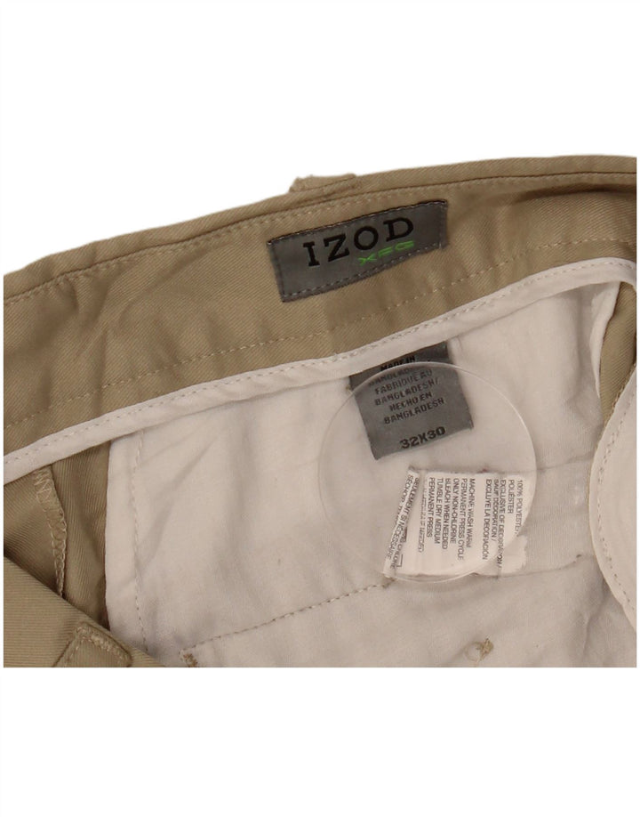 Pantaloni chino da uomo con pegging IZOD W32 L30 poliestere beige