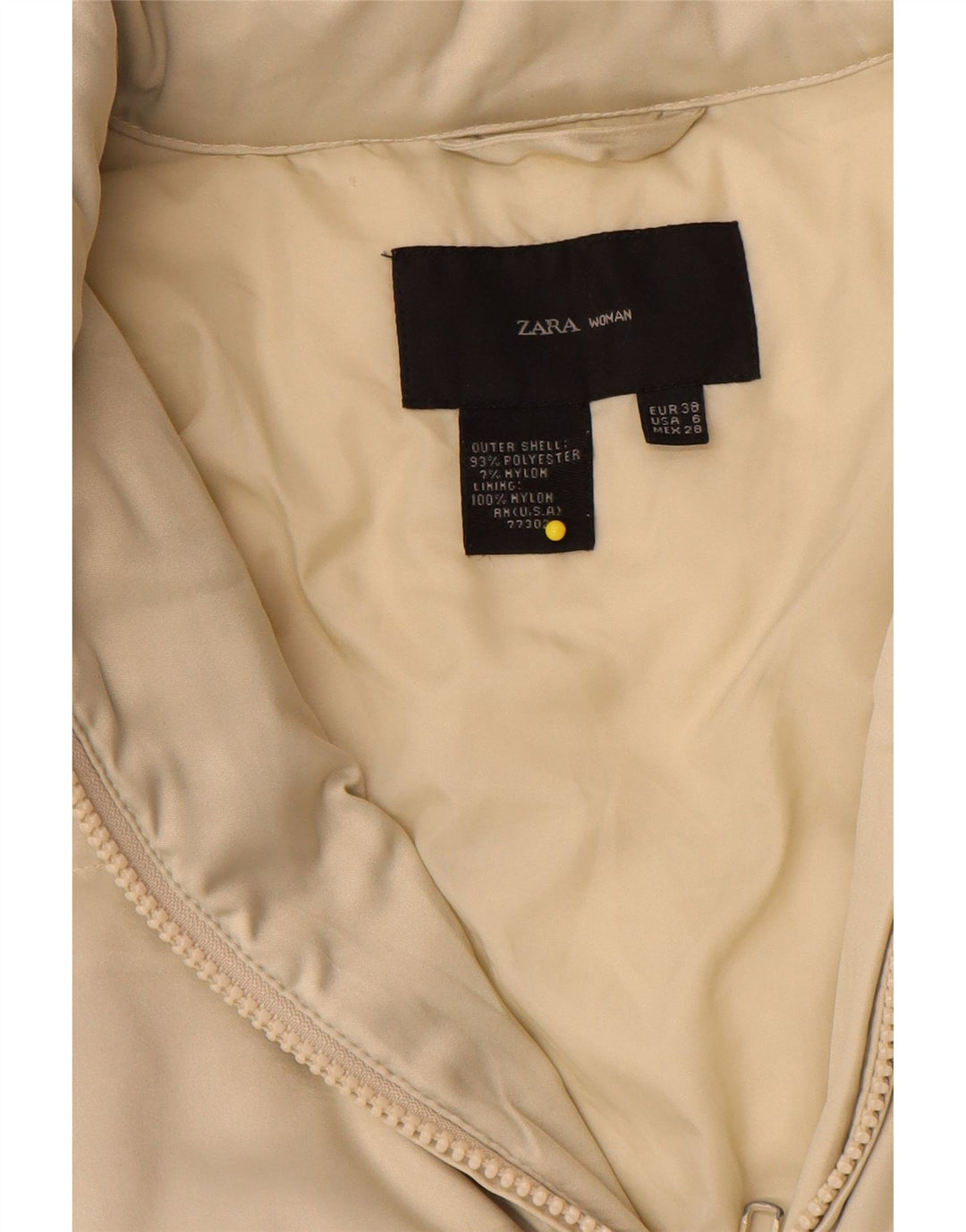 Giacca imbottita con cappuccio da donna Zara EU 38 piccola poliestere beige