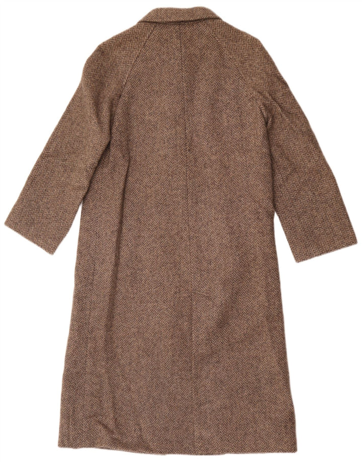 Soprabito vintage da donna IT 40 piccolo in lana spinata marrone