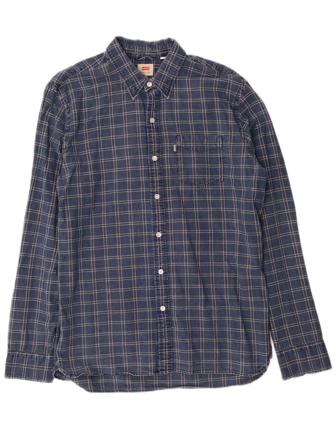 Camicia da uomo Levi's Large in cotone a quadri blu navy