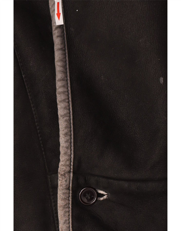 Giacca in shearling vintage da uomo IT 50 grande in shearling nero