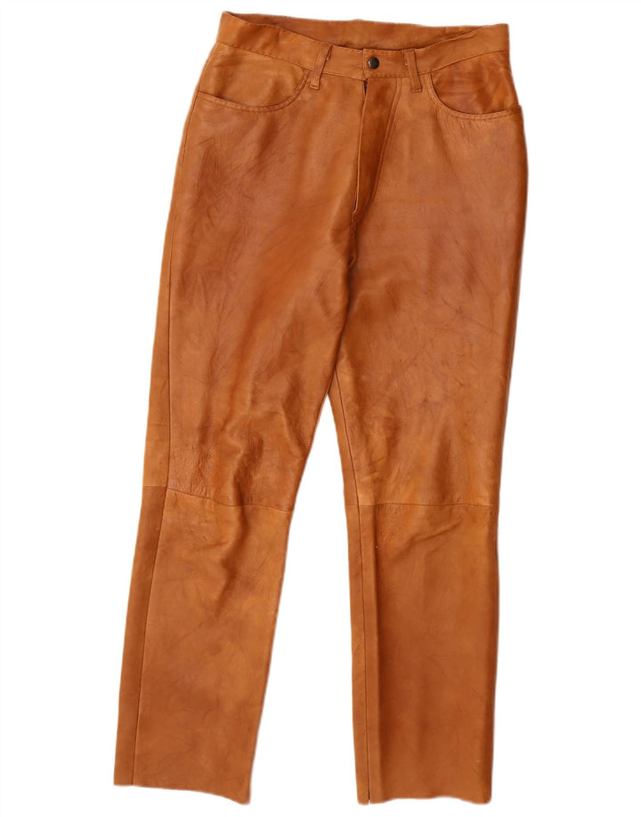 Pantaloni dritti in pelle vintage da donna W28 L27 Marrone