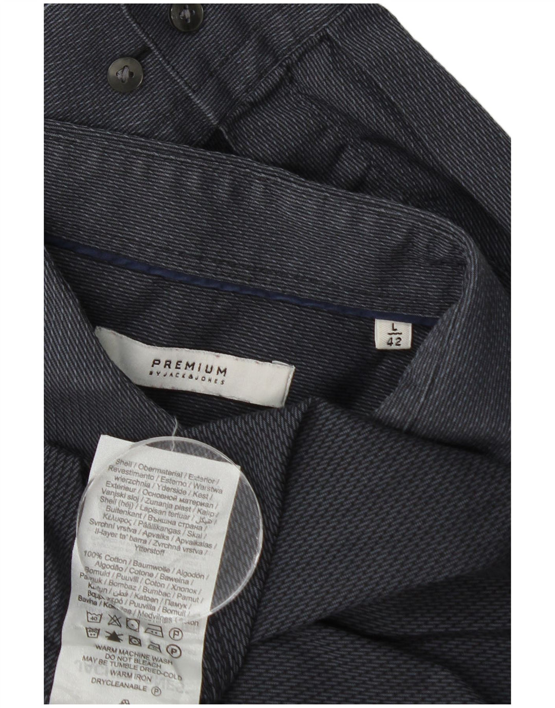 Camicia da uomo Jack & Jones taglia 42 grande cotone gessato grigio