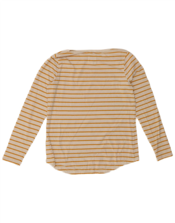 FAT FACE Womens Top Long Sleeve UK 8 Small  White Striped Cotton