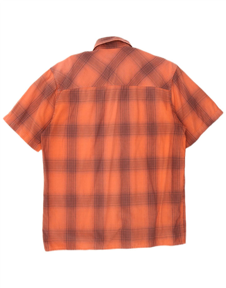Camicia a maniche corte da uomo Wrangler in cotone scozzese medio arancione