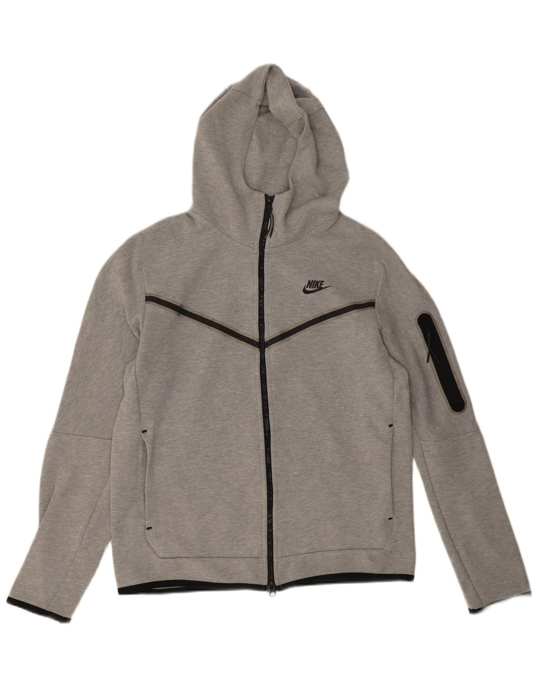 Felpa con cappuccio e zip Nike da uomo in cotone screziato grigio medio