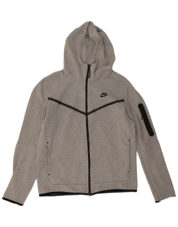 Felpa con cappuccio e zip Nike da uomo in cotone screziato grigio medio