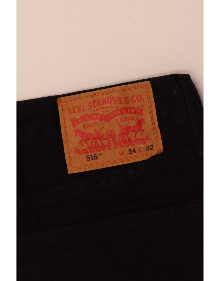 Levi's Uomo 516 Slim Jeans dritti W34 L32 Cotone Nero