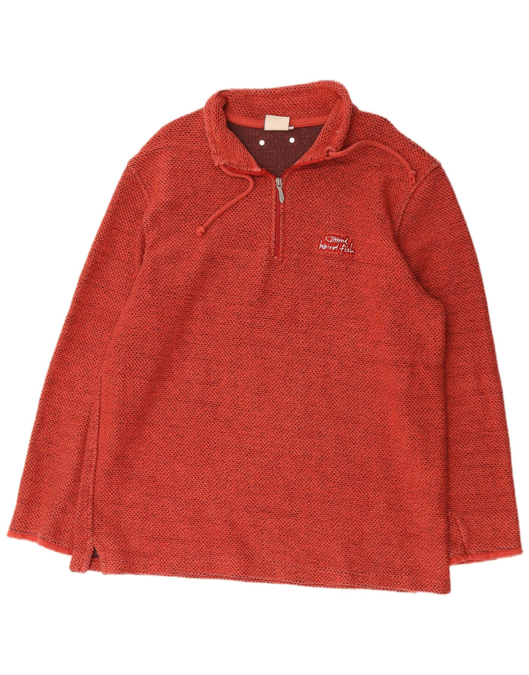 Felpa da uomo con collo con zip Weird Fish 2XL cotone rosso
