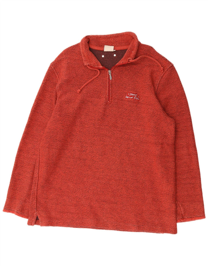 Felpa da uomo con collo con zip Weird Fish 2XL cotone rosso