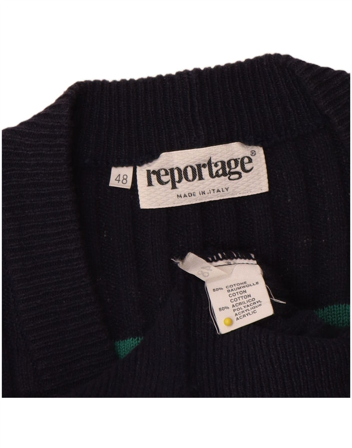 Maglione cardigan da uomo Reportage IT 48 Medio Blu navy Cotone Fair Isle