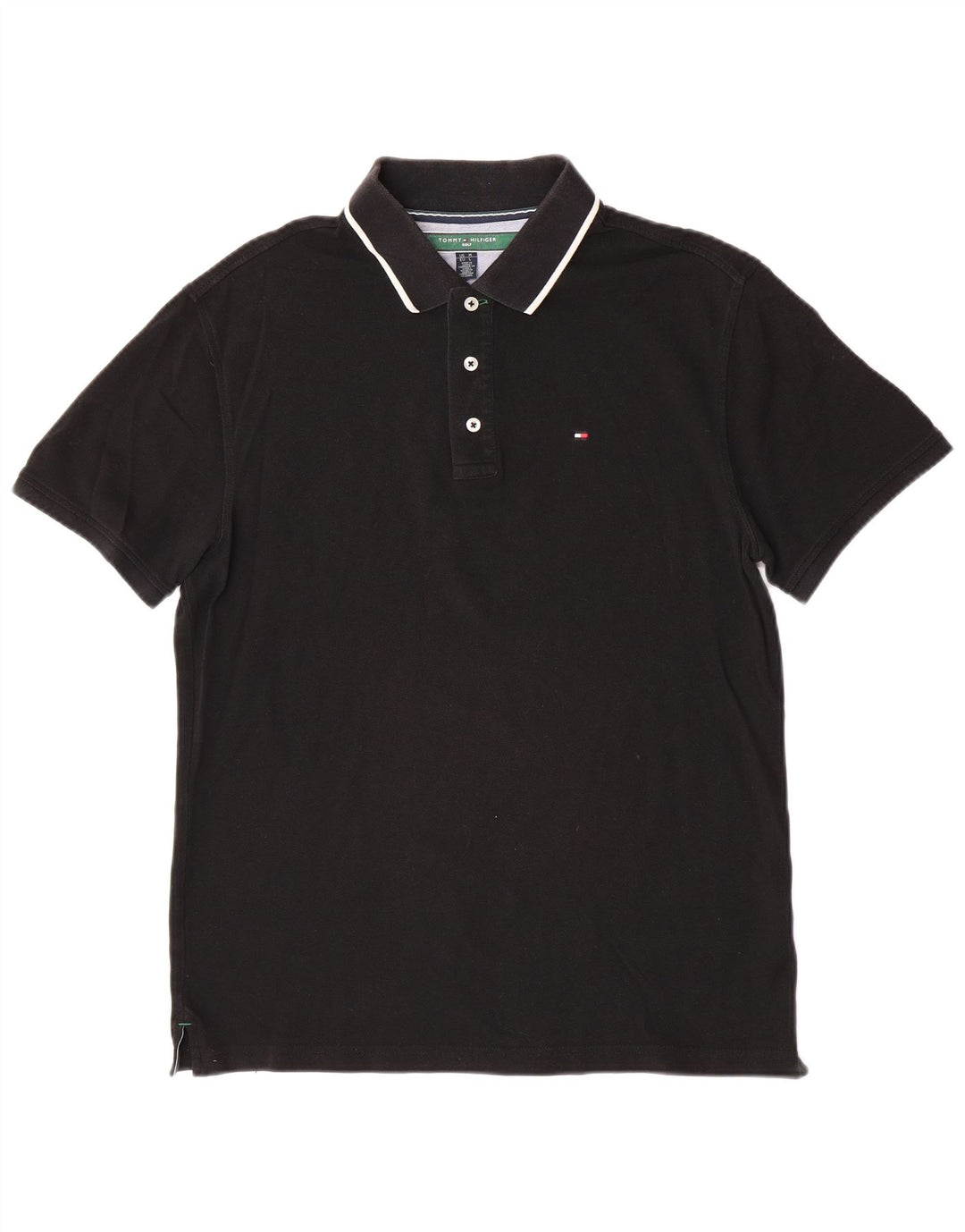 Polo da uomo Tommy Hilfiger media cotone nero classico
