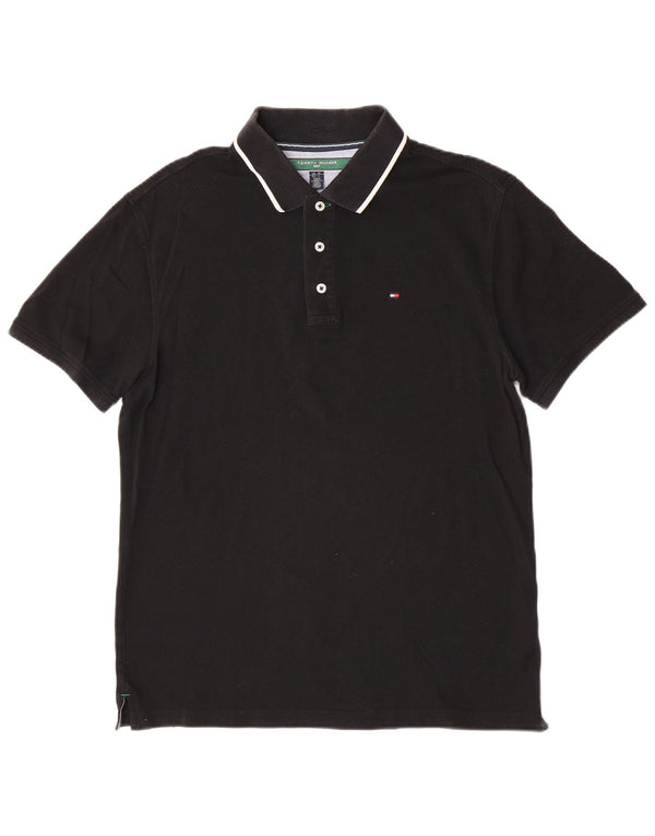Polo da uomo Tommy Hilfiger media cotone nero classico