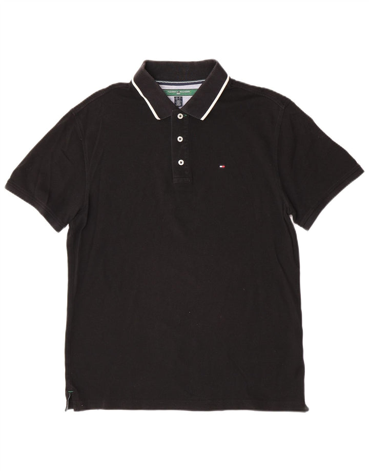 Polo da uomo Tommy Hilfiger media cotone nero classico