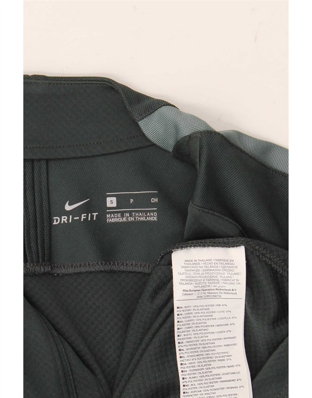 Top Nike da uomo con zip e collo a maniche lunghe, piccolo, in poliestere verde