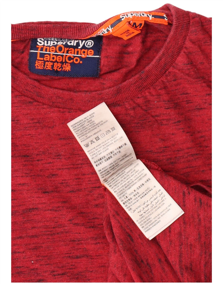 T-shirt da uomo Superdry Top in cotone chiazzato rosso medio