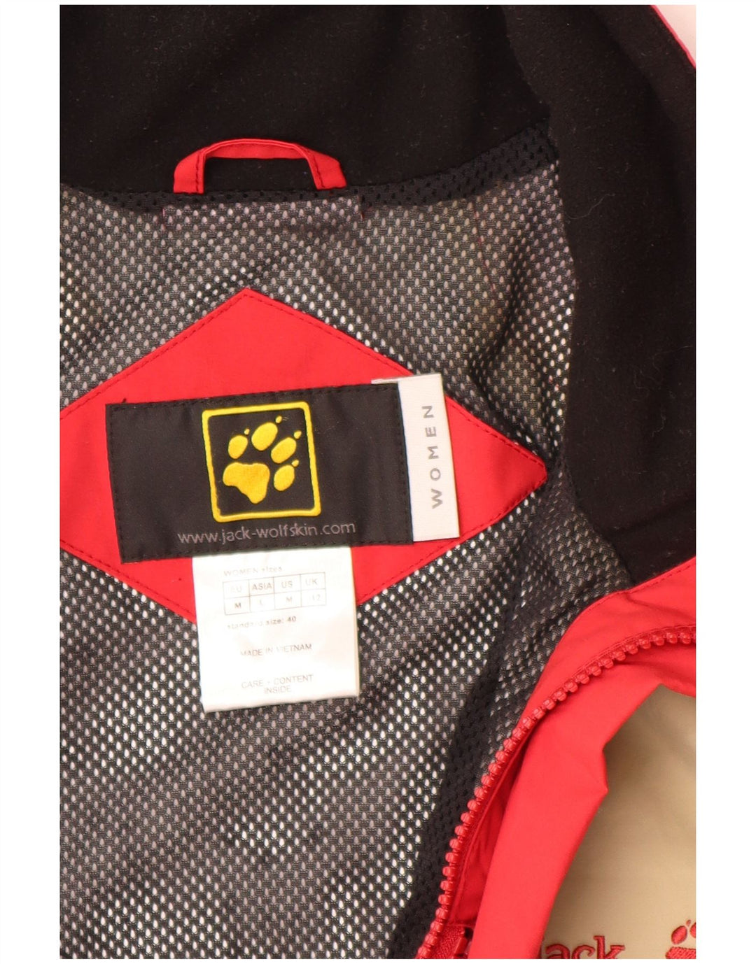 Giacca antipioggia da donna a vestibilità ampia Jack Wolfskin UK 12 Medium Red Colourblock