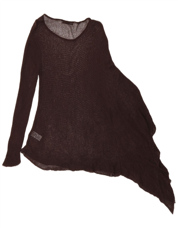 Top tunica poncho asimmetrico da donna Zara UK 16 grande marrone Lyocell