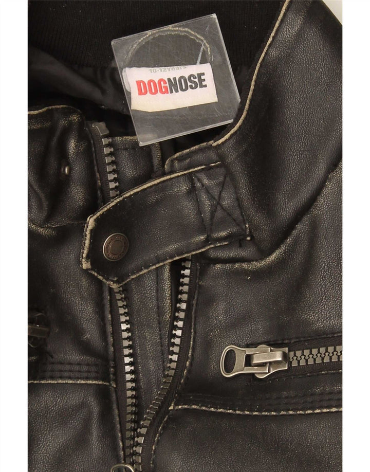 Giacca in pelle bomber per ragazzi Dognose 10-11 anni nera