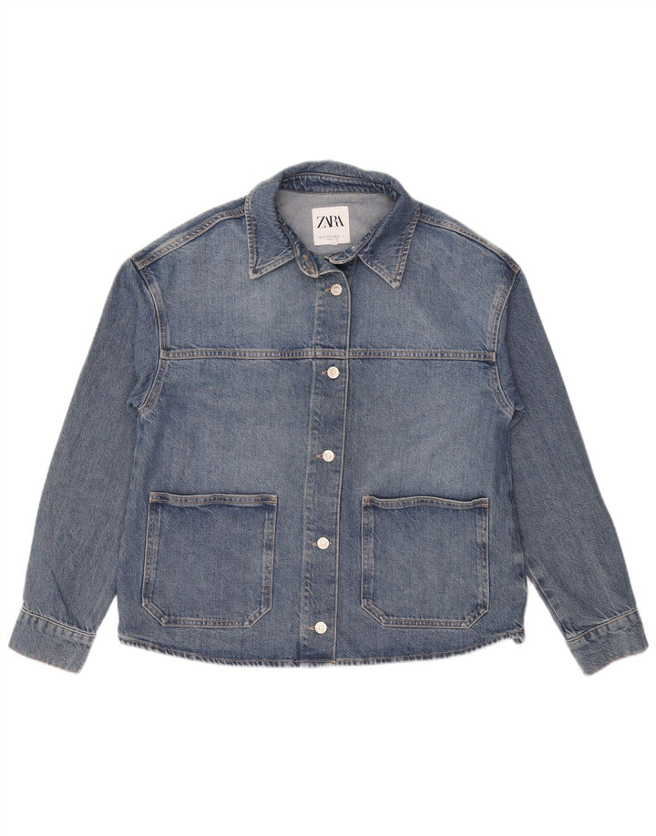 Giacca di jeans oversize da donna Zara UK 14 Cotone blu medio
