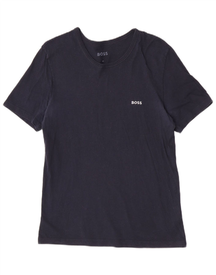 T-shirt da uomo Hugo Boss Top in cotone blu navy medio
