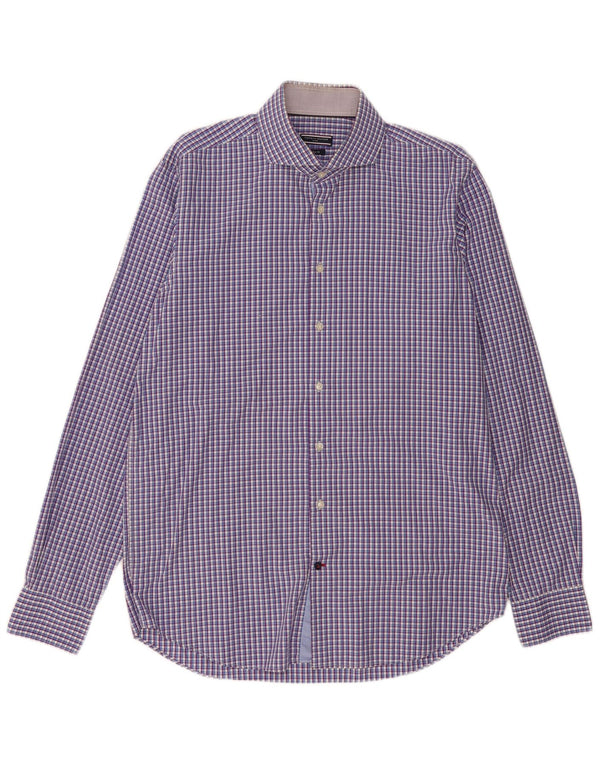 Camicia slim fit a quadri da uomo Tommy Hilfiger taglia 44 17 1/2 XL a quadri viola