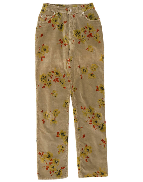 Pantaloni casual dritti da donna Outrage W27 L30 cotone floreale kaki