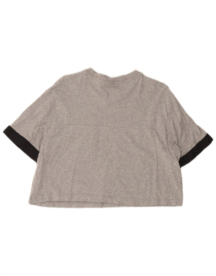 NIKE T-shirt grafica corta da donna Top UK 14 Cotone color block grigio medio