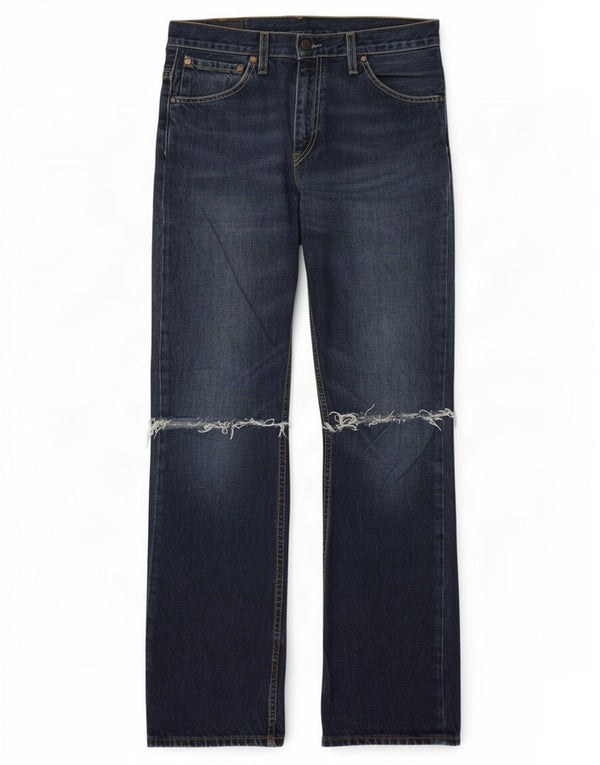 Levi's Uomo 507 Jeans Bootcut Slim Distressed W33 L34 Cotone Blu Navy