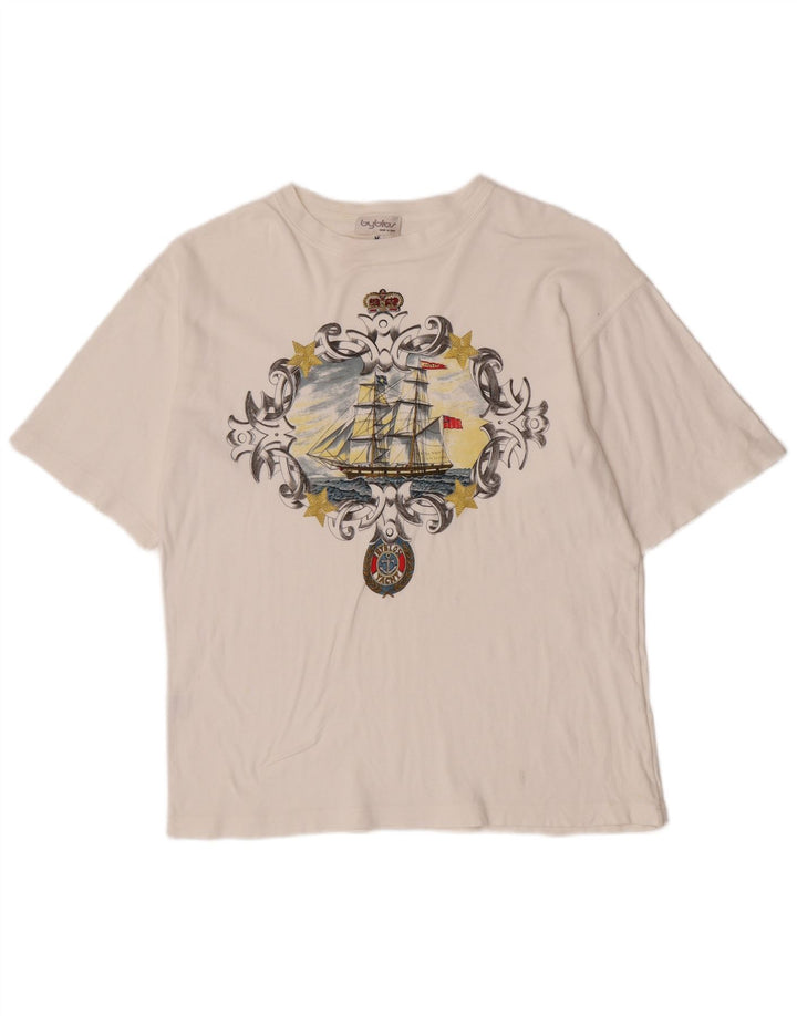 T-shirt grafica da uomo Byblos Top in cotone bianco medio