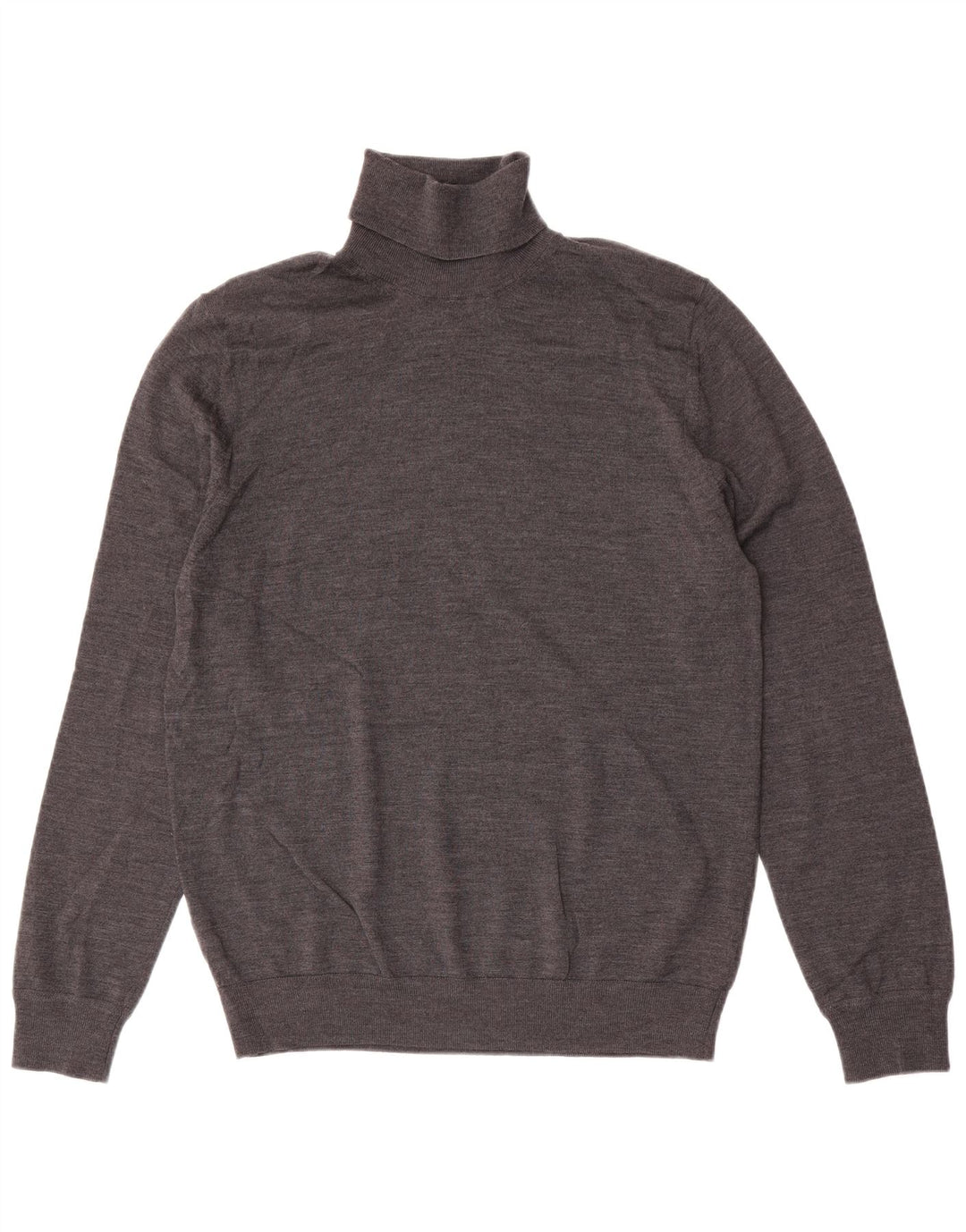 Maglione da uomo Marks & Spencer a collo alto, grande, in lana merino grigia