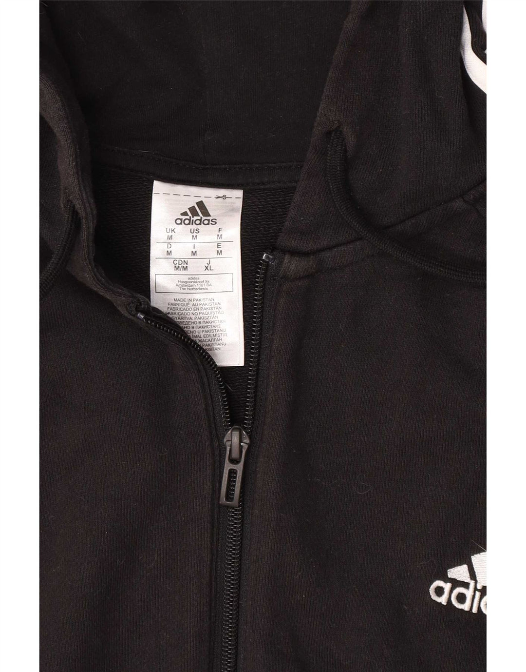 Maglione con cappuccio e zip Adidas da uomo in cotone nero medio
