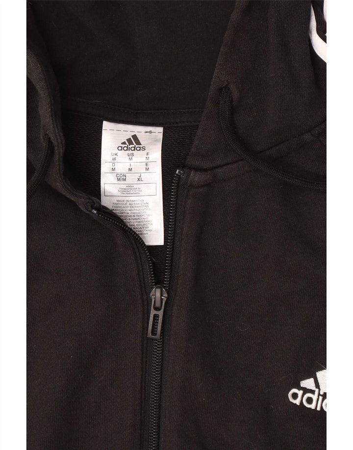 Maglione con cappuccio e zip Adidas da uomo in cotone nero medio