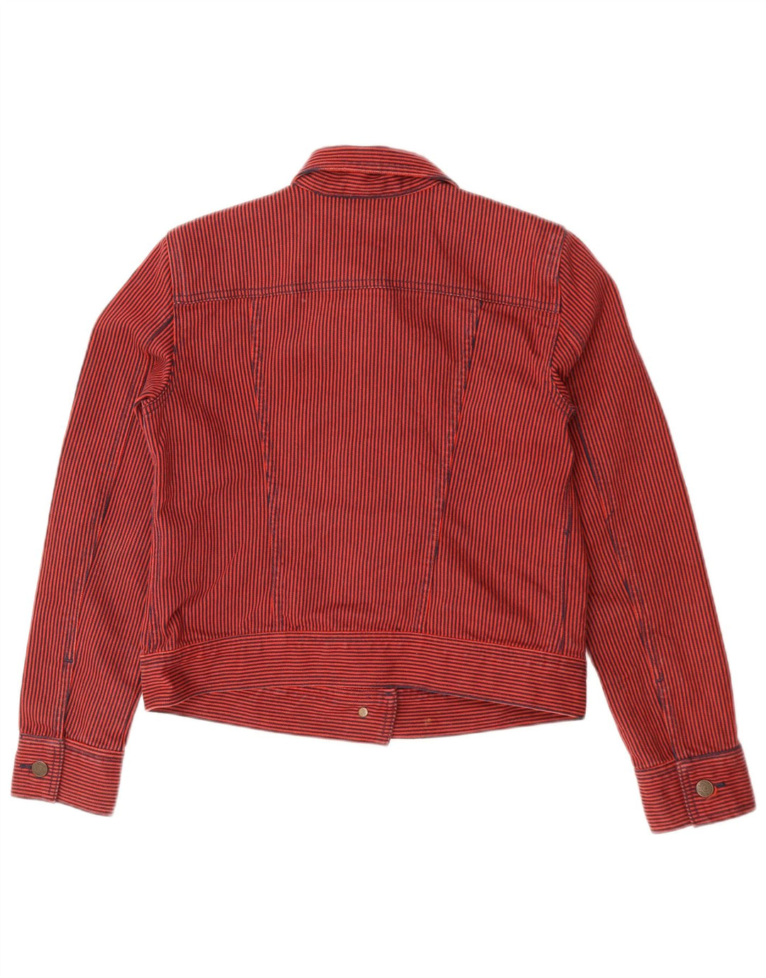 RALPH LAUREN Giacca in denim corto da donna UK 14 Cotone gessato rosso medio