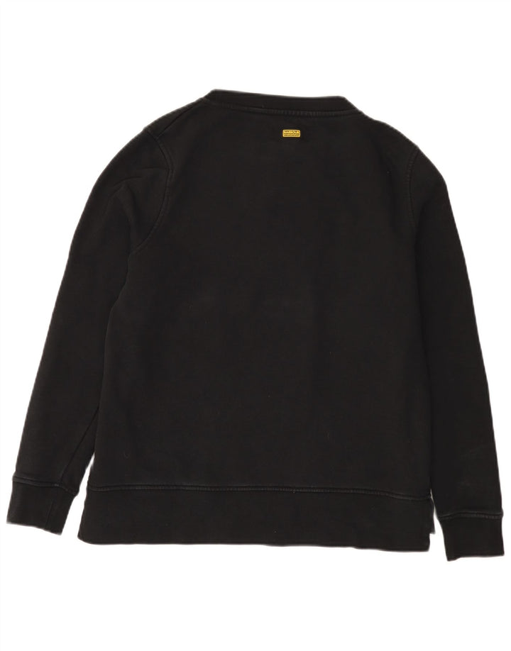 Felpa grafica da donna Barbour maglione UK 12 cotone medio nero
