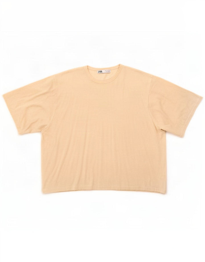 T-shirt oversize da donna Zara Top UK 10 Small in viscosa bianco sporco