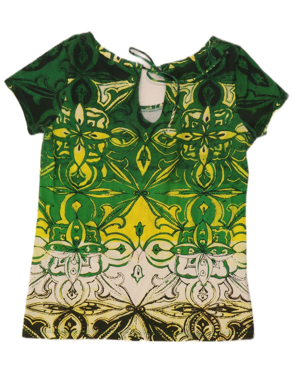 Desigual Camicetta grafica da donna Top UK 14 Large Green Paisley Cotton