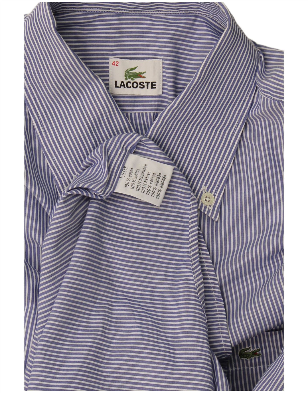 Camicia da uomo Lacoste taglia 42 grande cotone gessato blu