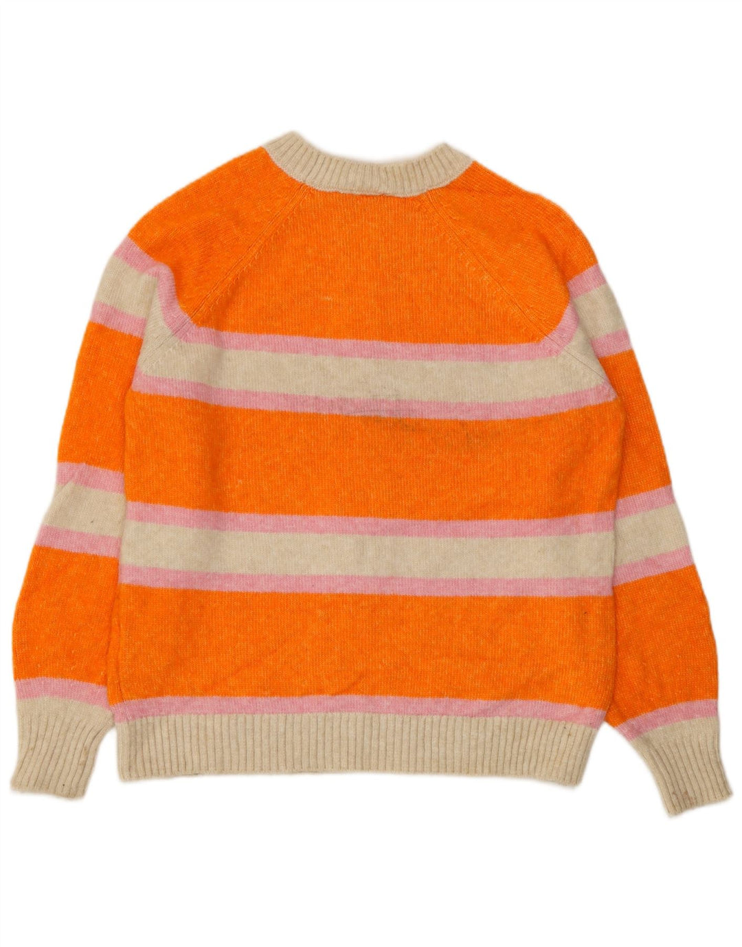 Maglione maglione girocollo da donna Marks & Spencer UK 10 piccolo a righe arancioni