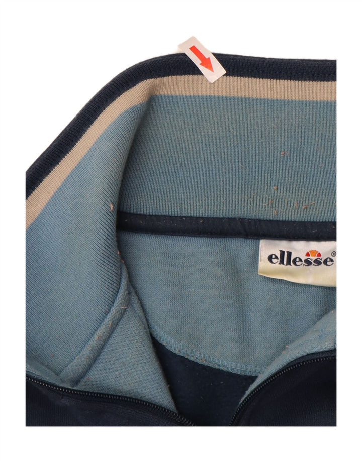 Felpa Ellesse da uomo con zip e collo, maglione grande, cotone blu navy