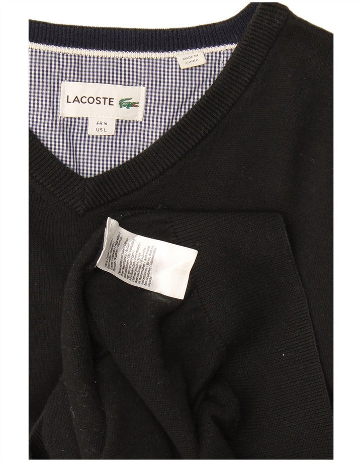 Maglione da uomo con scollo a V Lacoste taglia 5 grande in cotone nero