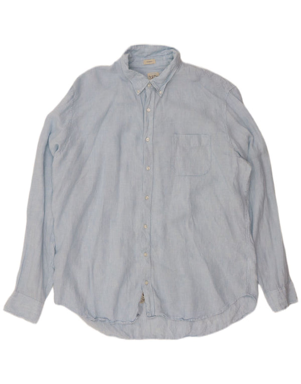 J. CREW Camicia da uomo alta vestibilità classica 2XL Lino blu