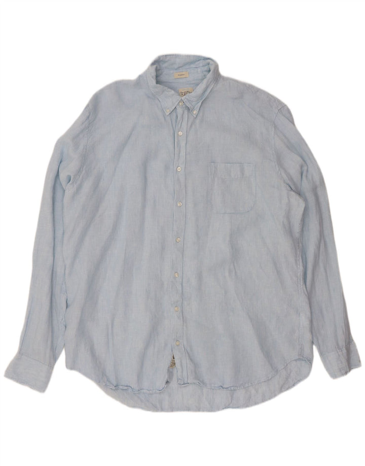 J. CREW Camicia da uomo alta vestibilità classica 2XL Lino blu