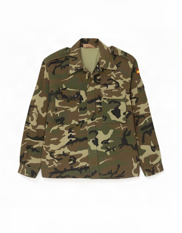 Camicia militare vintage da uomo XL in cotone mimetico kaki