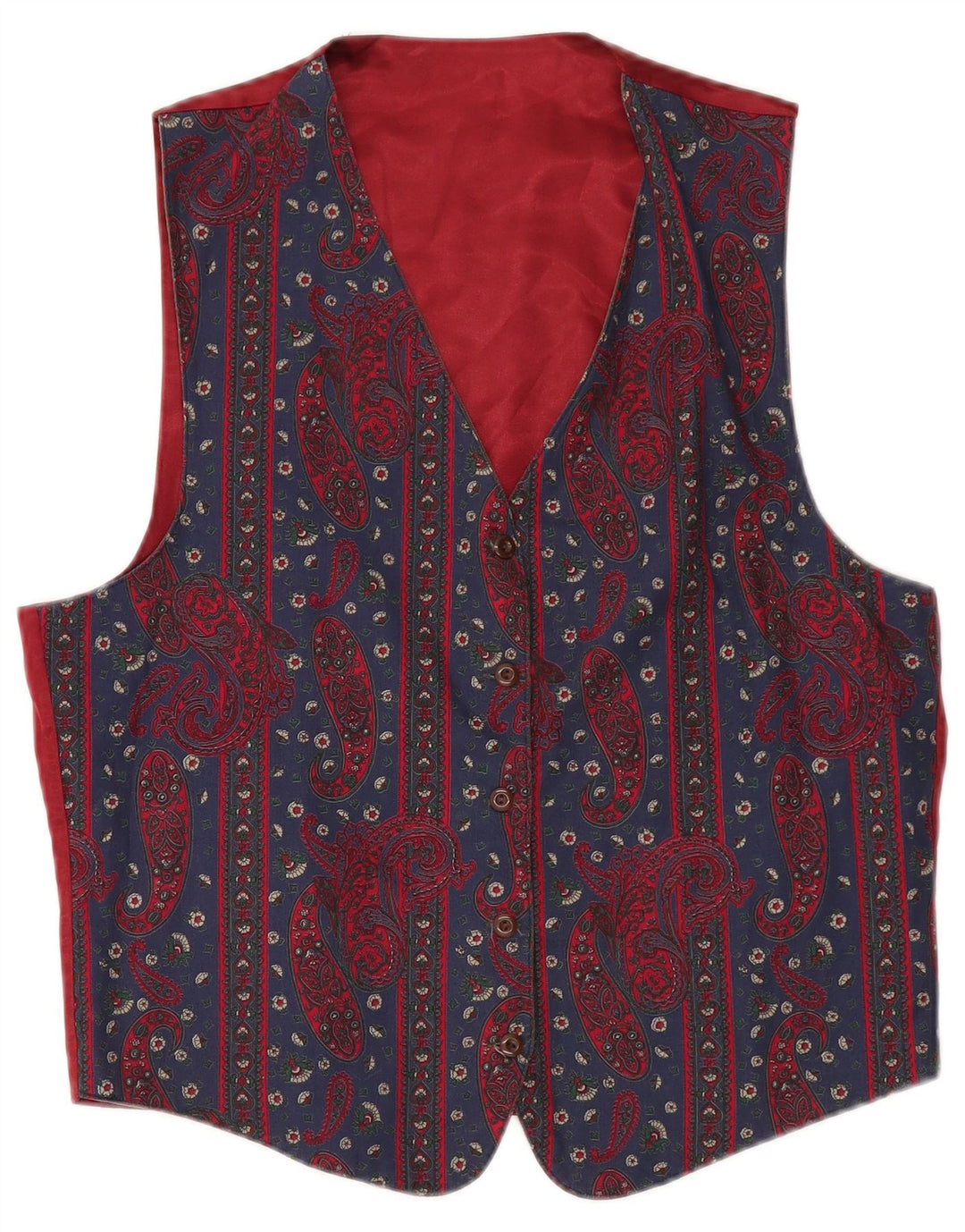 Gilet da donna VINTAGE UK 14 Medio Blu Navy Paisley