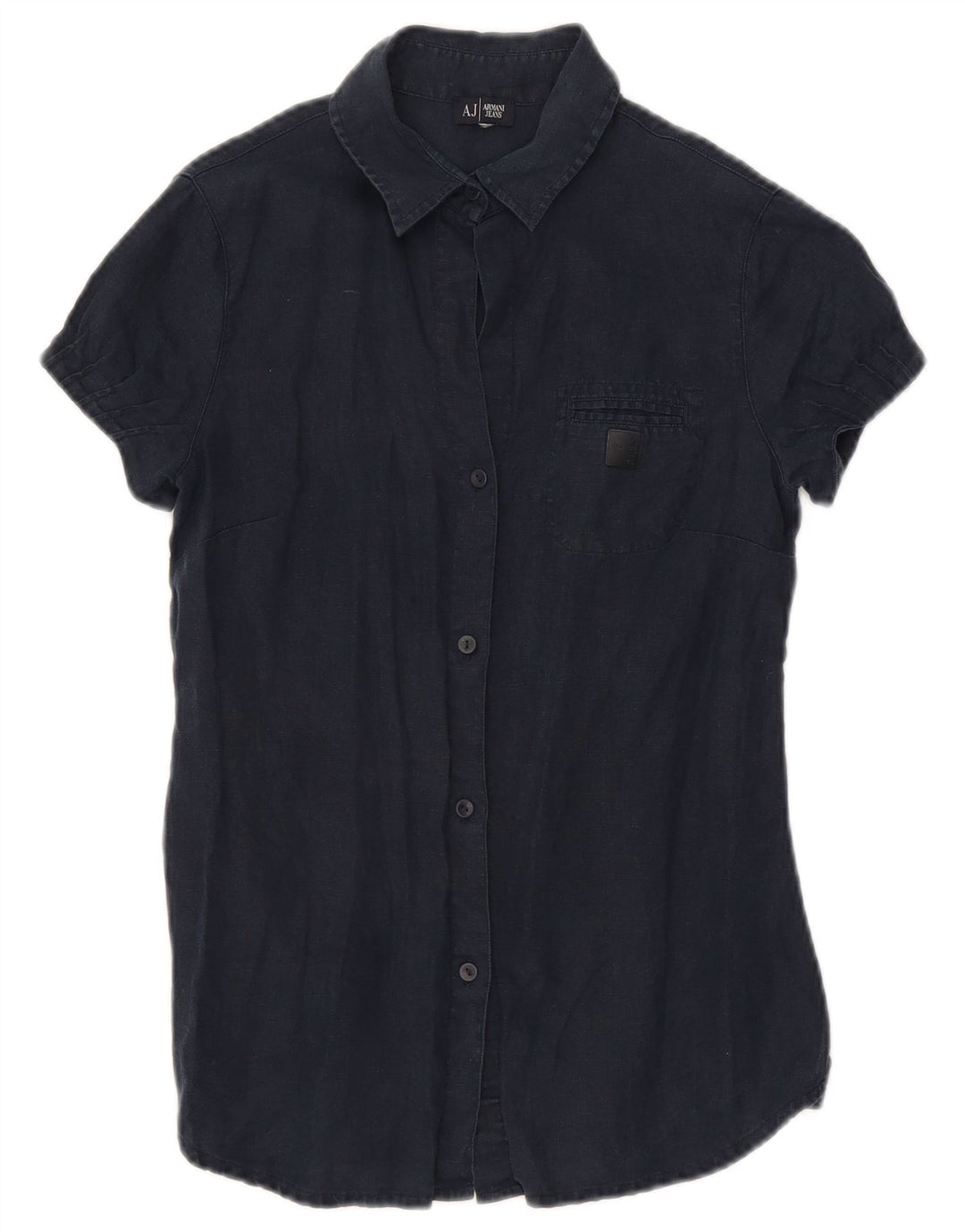Camicia a maniche corte da donna Armani UK 10 Small Blu Navy
