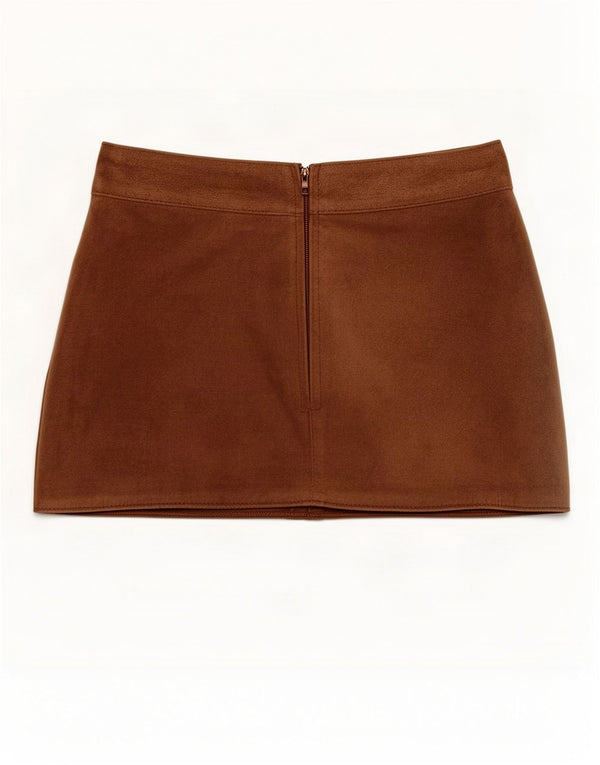 Minigonna Zara da donna in pelle scamosciata IT 44 media W25 marrone