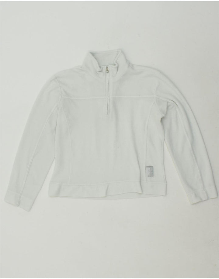 CHAMPION Womens Zip Neck Fleece Jumper UK 14 Medium White Polyester Vintage Champion and Second-Hand Champion from Messina Hembry 