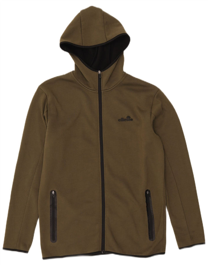 Maglione con cappuccio e zip da uomo Ellesse piccolo in poliestere kaki
