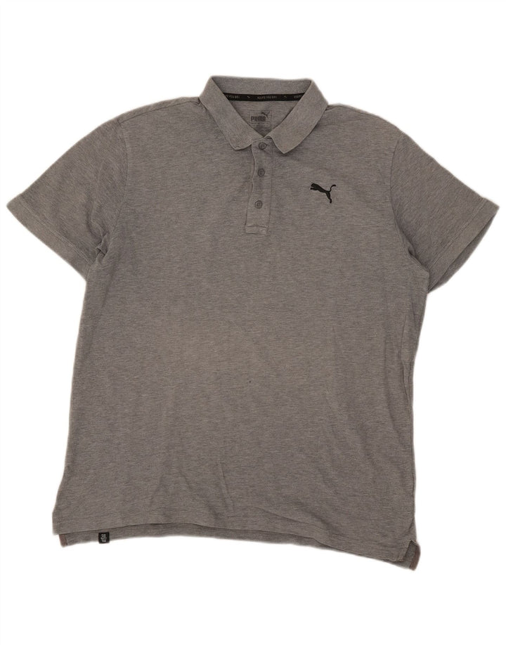 Polo Puma da uomo grande in cotone grigio
